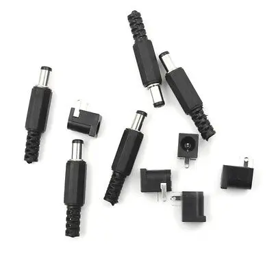 Picture of DC Male Jack and Female Socket Combo Pack - 2.1mm - Set of 10pcs / 5Pair  Convenient Power Connectors for Various Applications(Black)
