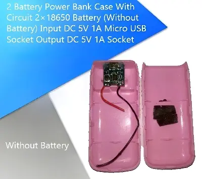 Picture of 3600mAh Power Bank Case With Circuit Portable Case Input DC 5V 2A Output DC 5V 2A Micro USB Socket Plastic Case Using 18650 Battery (Without Battery)(Pink)