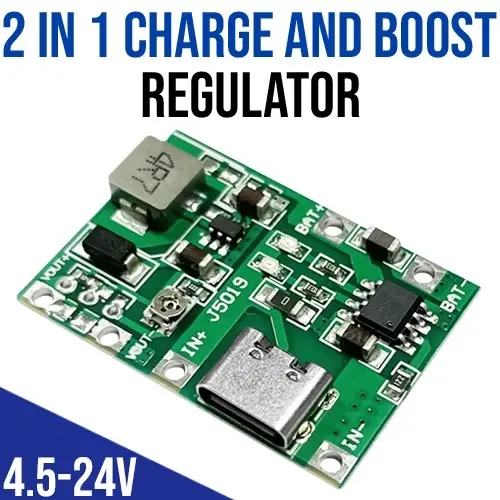 Picture of Type C 3.7V to 12V 9V 5V 2A Adjustable Step Up 18650 Lithium Battery Charging DC to DC Step Up Boost Up J5019 Mini UPS Kit(Green)