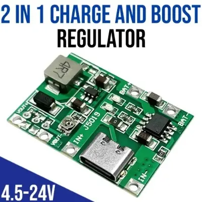 Picture of Type C 3.7V to 12V 9V 5V 2A Adjustable Step Up 18650 Lithium Battery Charging DC to DC Step Up Boost Up J5019 Mini UPS Kit(Green)
