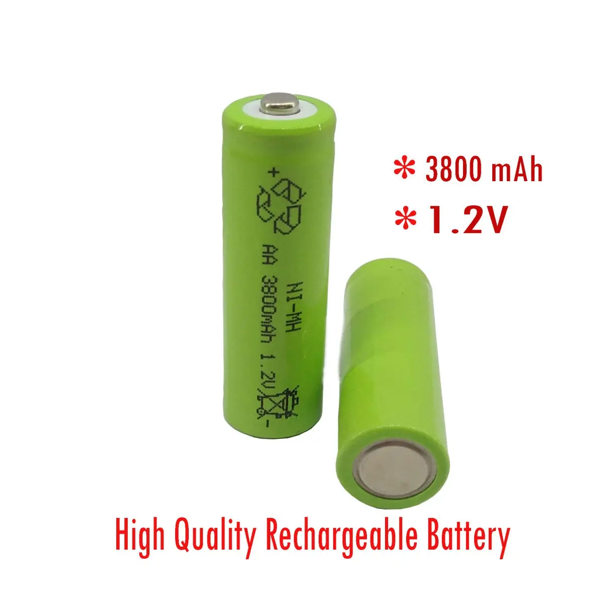 Picture of 2pcs AA Batteries, 1.2V Ni-MH Rechargeable Battery-3800 mAh Green(Green)
