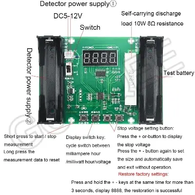 Picture of XH-M240 18650 Lithium Battery Capacity mAH Tester Module(Green)
