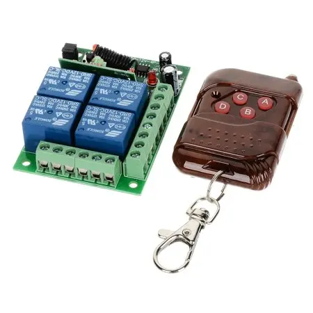 Picture of 12V DC RF 4 Channel 315MHz Wireless Remote Controller Switch Module with 200 Meters Working Range(Green)