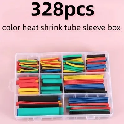 Picture of Box 328Pcs Insulation Heat Shrink Tube Assortment Wire Cable Sleeve Kit Heat Shrink Tube Diy 5 Color Connector Repair - Multi Plug(Multicolor)