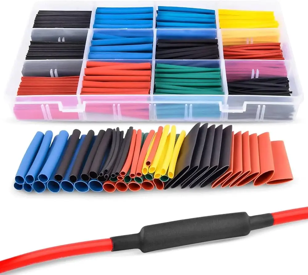 Picture of Box 328Pcs Insulation Heat Shrink Tube Assortment Wire Cable Sleeve Kit Heat Shrink Tube Diy 5 Color Connector Repair - Multi Plug(Multicolor)