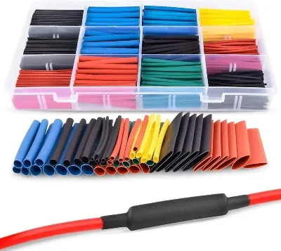 Picture of Box 328Pcs Insulation Heat Shrink Tube Assortment Wire Cable Sleeve Kit Heat Shrink Tube Diy 5 Color Connector Repair - Multi Plug(Multicolor)