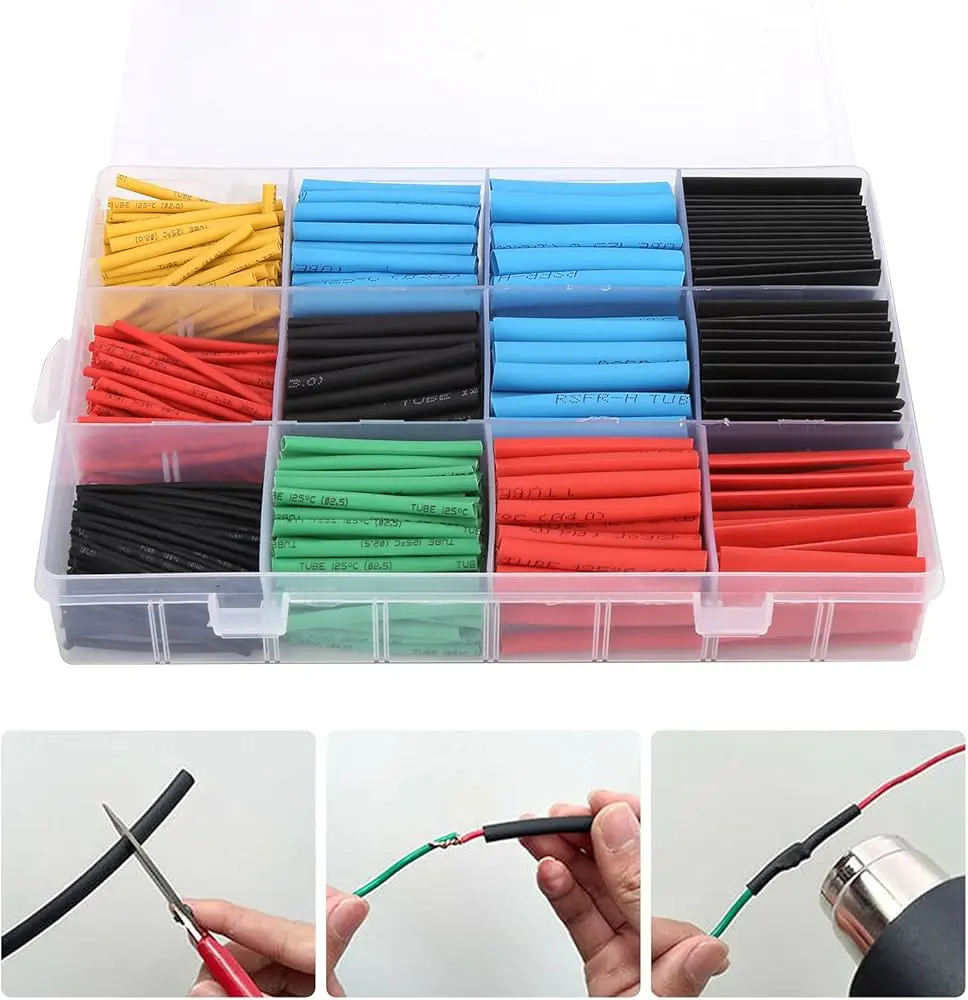 Picture of Box 328Pcs Insulation Heat Shrink Tube Assortment Wire Cable Sleeve Kit Heat Shrink Tube Diy 5 Color Connector Repair - Multi Plug(Multicolor)
