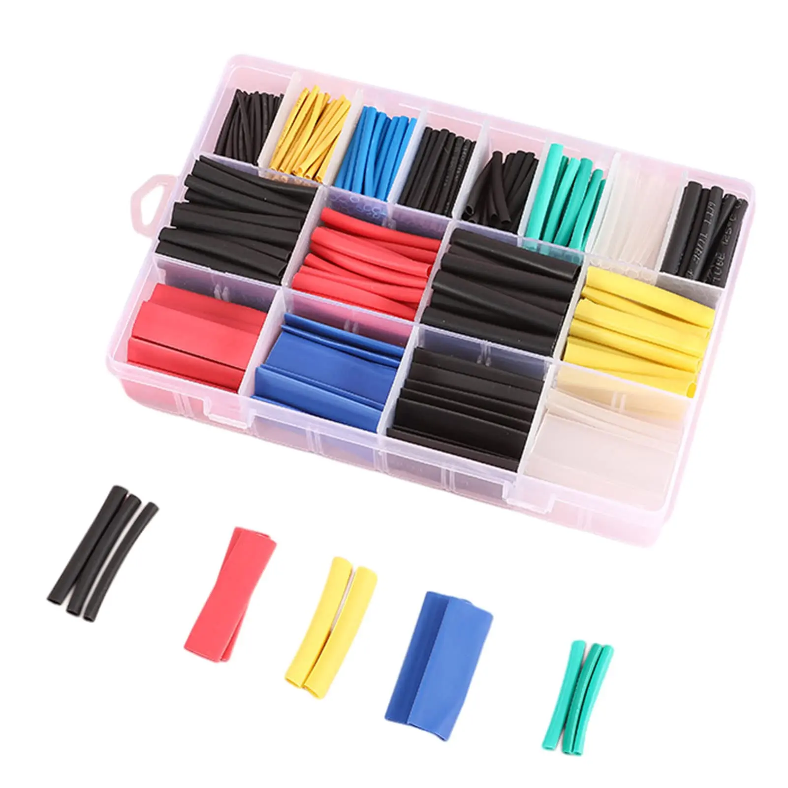 Picture of Box 328Pcs Insulation Heat Shrink Tube Assortment Wire Cable Sleeve Kit Heat Shrink Tube Diy 5 Color Connector Repair - Multi Plug(Multicolor)