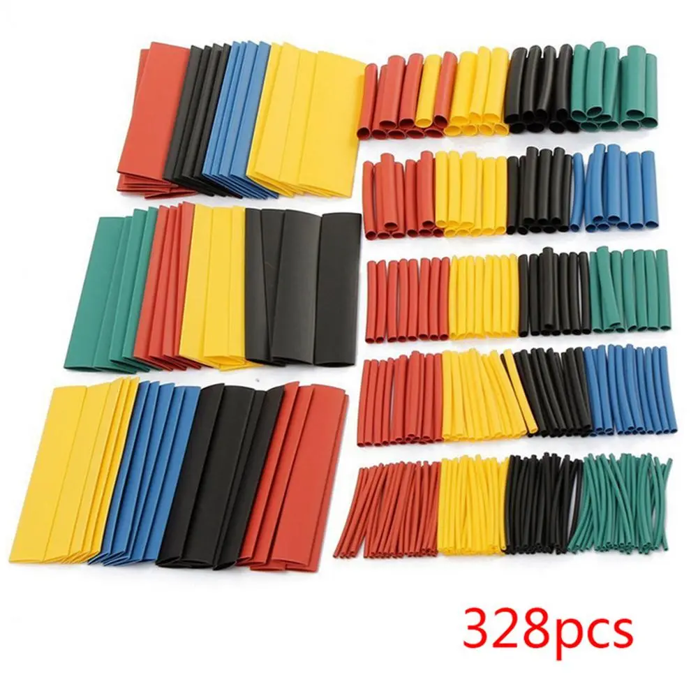 Picture of Box 328Pcs Insulation Heat Shrink Tube Assortment Wire Cable Sleeve Kit Heat Shrink Tube Diy 5 Color Connector Repair - Multi Plug(Multicolor)