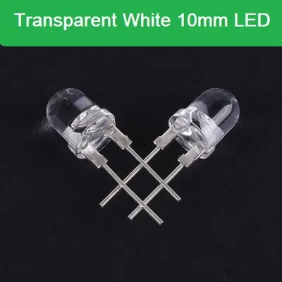 Picture of 10Pcs 10mm WHITE LED Light Ultra Bright Transparent Water Clear Round(White)