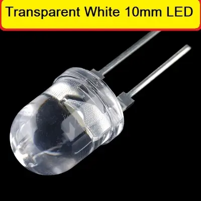 Picture of 10Pcs 10mm WHITE LED Light Ultra Bright Transparent Water Clear Round(White)