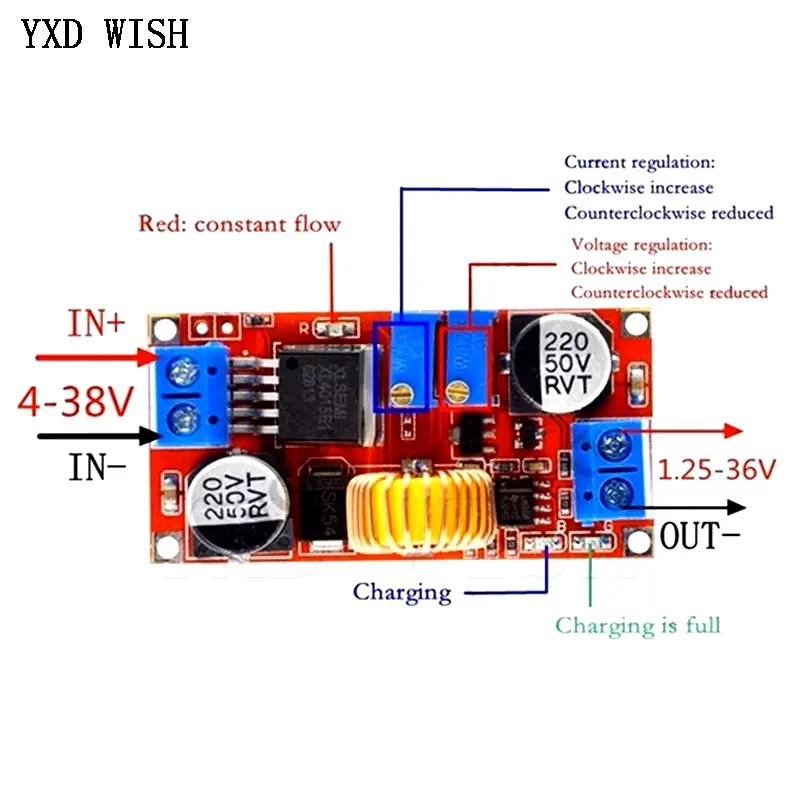 Picture of XL4015 5A DC-DC CC CV Lithium Battery Step down Charging Board Led Power Converter Charger Step Down Module(Red)