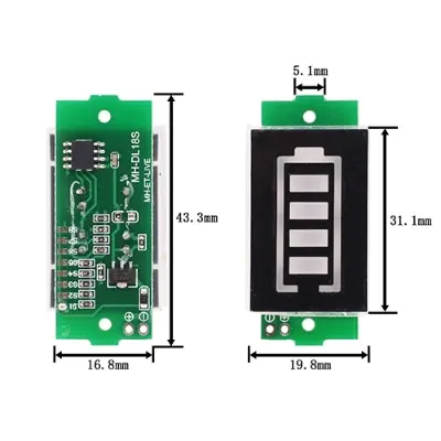 Picture of Lithium Battery Level Indicator Module 1S to 8S (MH-DL18S)(Green)