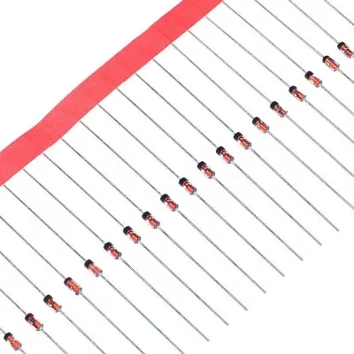 Picture of 25Pcs - 4148 1/2Watt Zener Diode 0.5W 1/2W 1N4148 Through Hole Voltage Regulator Zener Diodes DO-35 DIP Values Assortment Kit(Multicolor)