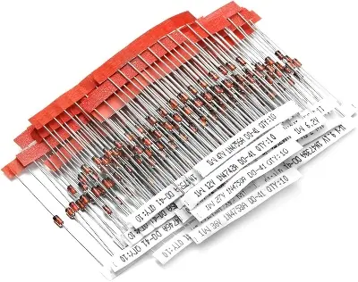 Picture of 25Pcs - 4148 1/2Watt Zener Diode 0.5W 1/2W 1N4148 Through Hole Voltage Regulator Zener Diodes DO-35 DIP Values Assortment Kit(Multicolor)