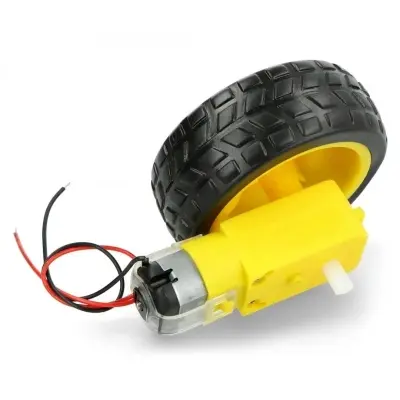Picture of Gear Motor and Wheel Set For Robotics Car (1 Pair = 1 Yellow Motor + 1 Wheel 65mm)(Multicolor)