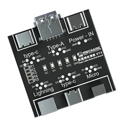 Picture of DT3 Data Cable Detection Board USB Cable Tester for IOS Android Type-C Short Circuit On-Off Switching Test Board(Black)