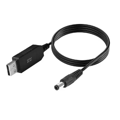 Picture of USB Power Boost line DC 5V to DC 9V Powerbank to Router and Onu Step UP Module USB Converter Adapter Cable 2.1x5.5mm Plug(Black)