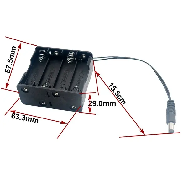 Picture of 12V 8xAA 8*AA Battery Holder Box Case with DC 5.5mm x 2.1mm Male Connector Wire(Black)