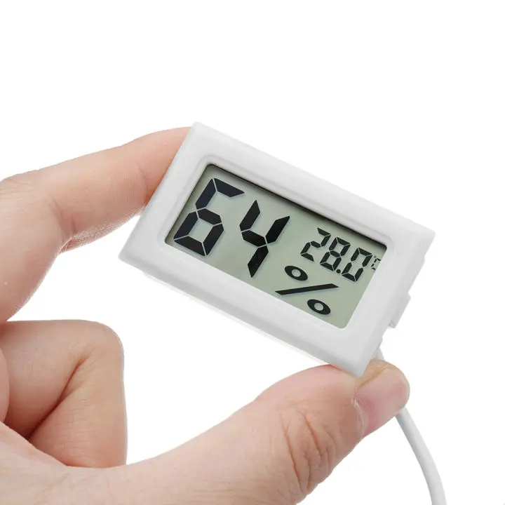 Picture of Digital LCD Mini Thermometer Hygrometer Fridge Freezer Temperature Humidity Meter - Portable Temperature Humidity Meter With Battery(White)