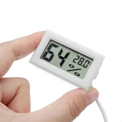 Picture of Digital LCD Mini Thermometer Hygrometer Fridge Freezer Temperature Humidity Meter - Portable Temperature Humidity Meter With Battery(White)