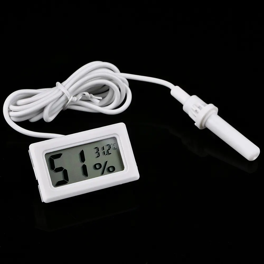 Picture of Digital LCD Mini Thermometer Hygrometer Fridge Freezer Temperature Humidity Meter - Portable Temperature Humidity Meter With Battery(White)