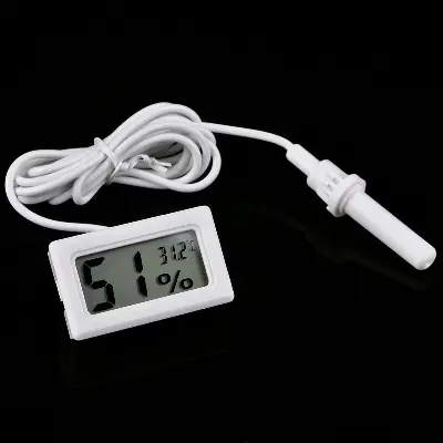 Picture of Digital LCD Mini Thermometer Hygrometer Fridge Freezer Temperature Humidity Meter - Portable Temperature Humidity Meter With Battery(White)