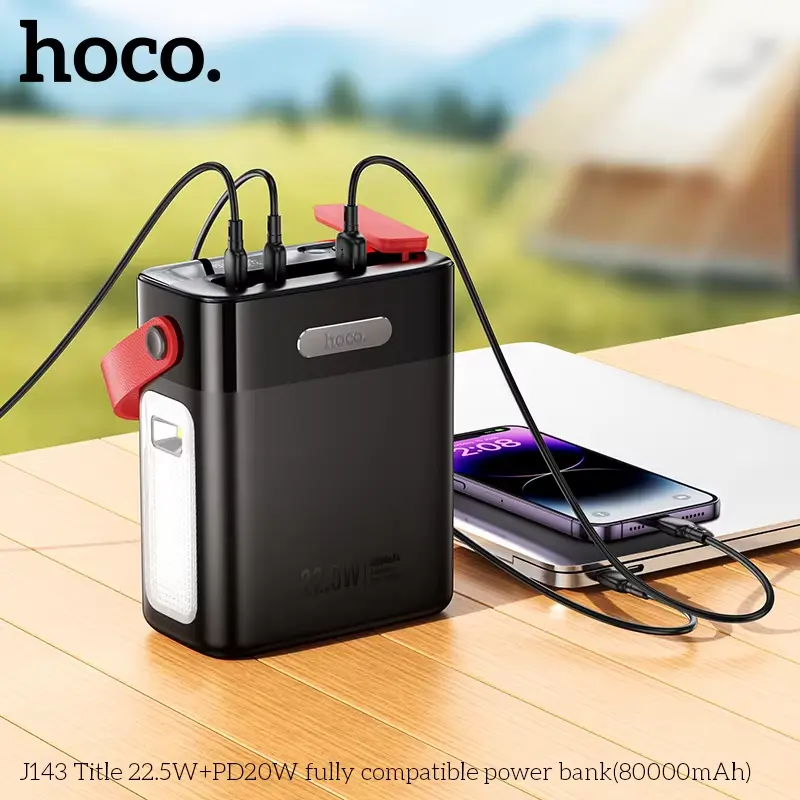 Picture of HOCO J143 22.5W Fast Charging 80000mAh Ultra Large Capacity Power Bank With Portable Outdoor Desk Lamp