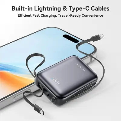 Picture of JOYROOM JR-PBF29 20000mAh Mini Power Bank 22.5W Fast Charging Portable Charger with Smart Digital Display and 3 Output Ports - Black