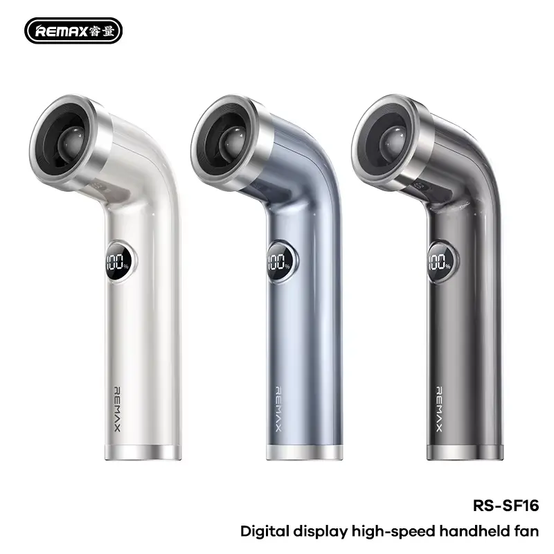 Picture of REMAX RS-SF16 Digital Handheld 100-Speed Adjustment Bladeless Design 12m/s Wind 10H Runtime Portable Wearable Fans