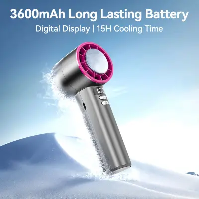 Picture of REMAX RS-SF12 Semiconductor Cooling Fan 200-Speed Digital Display Instant Ice Cooling Turbo Dual Airflow Portable Handheld Fan