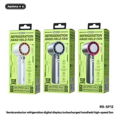 Picture of REMAX RS-SF12 Semiconductor Cooling Fan 200-Speed Digital Display Instant Ice Cooling Turbo Dual Airflow Portable Handheld Fan