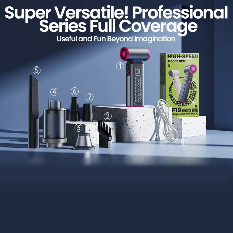 Picture of REMAX RS-SF19 2026 New 100 Wind Speeds Strong Turbo Humicane High-speed 130000 RPM Turbo Cannon Portable Handheld Fan