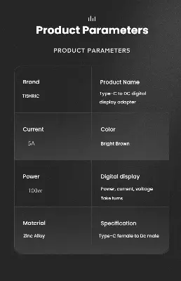 Picture of TISHRIC PD 100W USB C PD To DC Power Connector 5A 18.5-20V Female Type-C To DC Male Laptop Charging Adapter For Lenovo