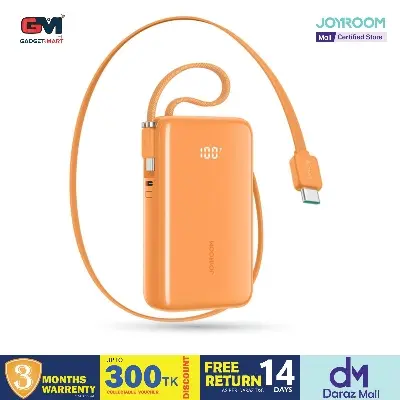 Picture of JOYROOM JR-PR2 10000mAh Power Bank 35W Fast Charging Dual Retractable Type-C Cables Mini Portable Charger - Orange