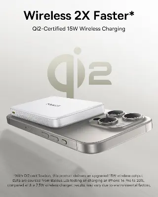 Picture of Baseus Qi2 Magsafe 10000mAh PD 22.5W Power Bank Wireless Magnetic Battery, USB-C Quick Charge for iPhone 17/16/15/14/13 Series, Samsung S/Ultra Series, Mini Powerbank USB-C, Small But Powerful