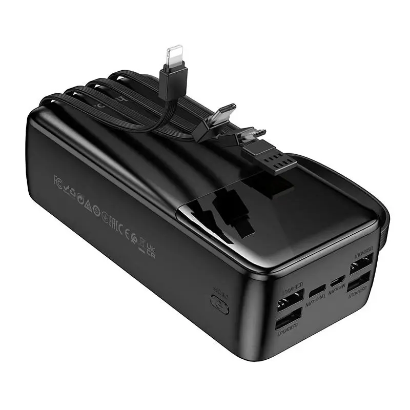 Picture of Hoco MMJ-13 Intelligence Balance 30000mAh Power Bank with Built in 4 Cables - Black