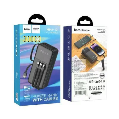 Picture of Hoco MMJ-13 Intelligence Balance 30000mAh Power Bank with Built in 4 Cables - Black
