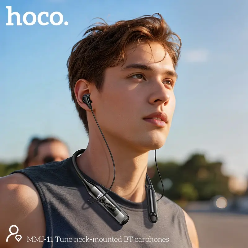 Picture of Hoco MMJ-11 Nothing Series 100 Hours Music Timing ENC Bluetooth Neckband Earphone - Black