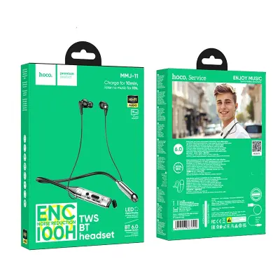 Picture of Hoco MMJ-11 Nothing Series 100 Hours Music Timing ENC Bluetooth Neckband Earphone - Black