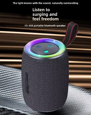 Picture of Signature ST-434 Cylindrical TF Subwoofer Desktop Outdoor Version Wireless Speaker Mini Portable Fabric Speaker - Black