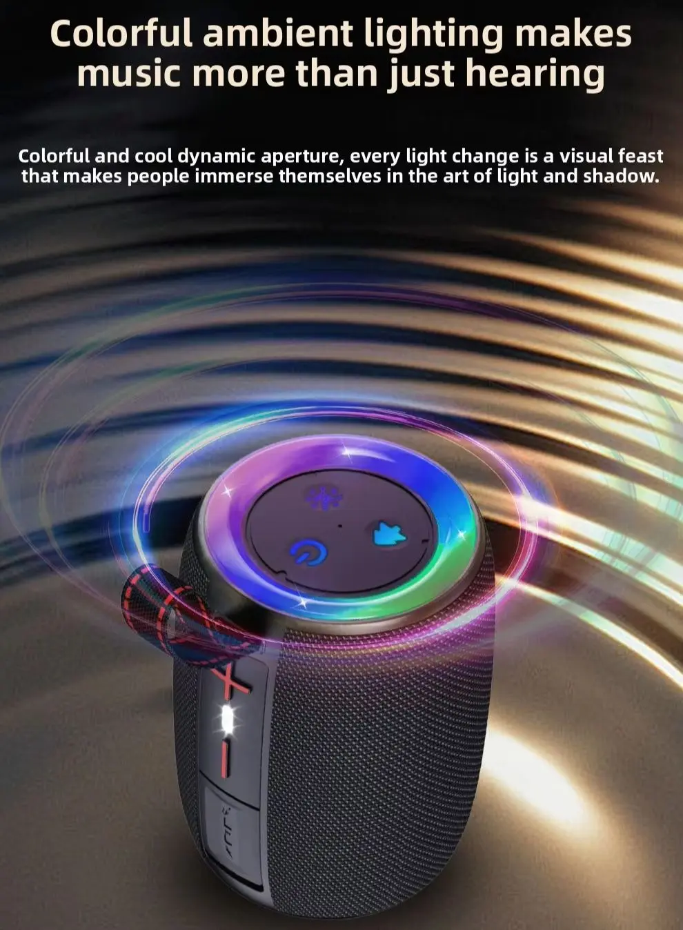 Picture of Signature ST-434 Cylindrical TF Subwoofer Desktop Outdoor Version Wireless Speaker Mini Portable Fabric Speaker - Black