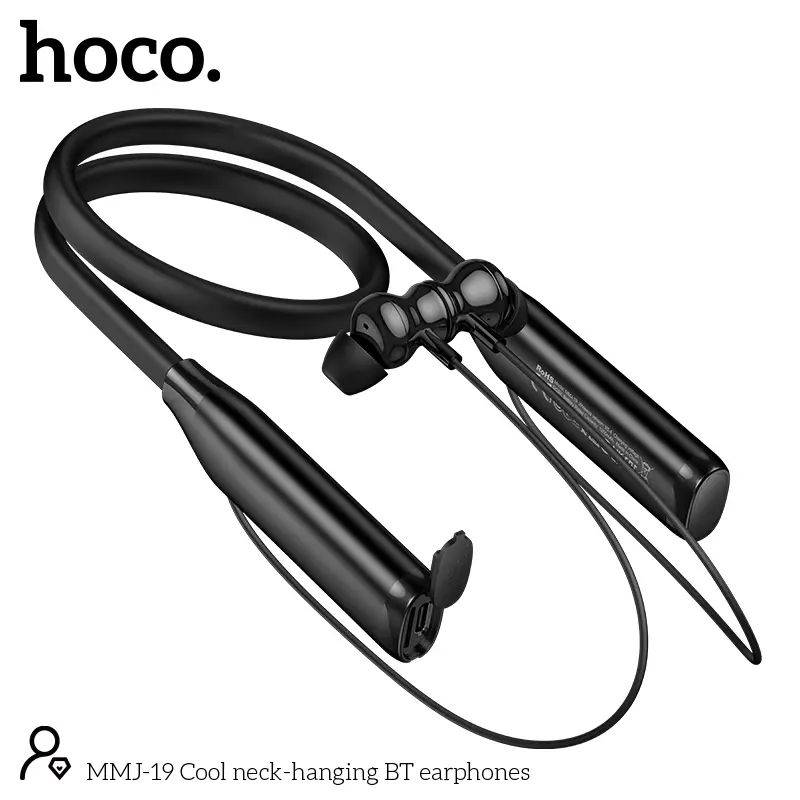 Picture of Hoco MMJ19 Long Lasting Battery Life Bluetooth Neck Mounted Earphone | 200-Hour Talk/Music Time - Black