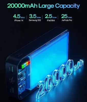 Picture of Joyroom JR-T017 12W fast Charging Dazzling Series 20000mAh Power Bank - Black