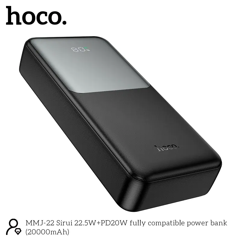 Picture of Hoco MMJ22 Sirui 22.5W+PD20W Fast Charging 20000mAh Power Bank - Black