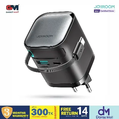 Picture of JOYROOM JR-TCL02 GaN 65W Fast Charger with Retractable Cable  - Black