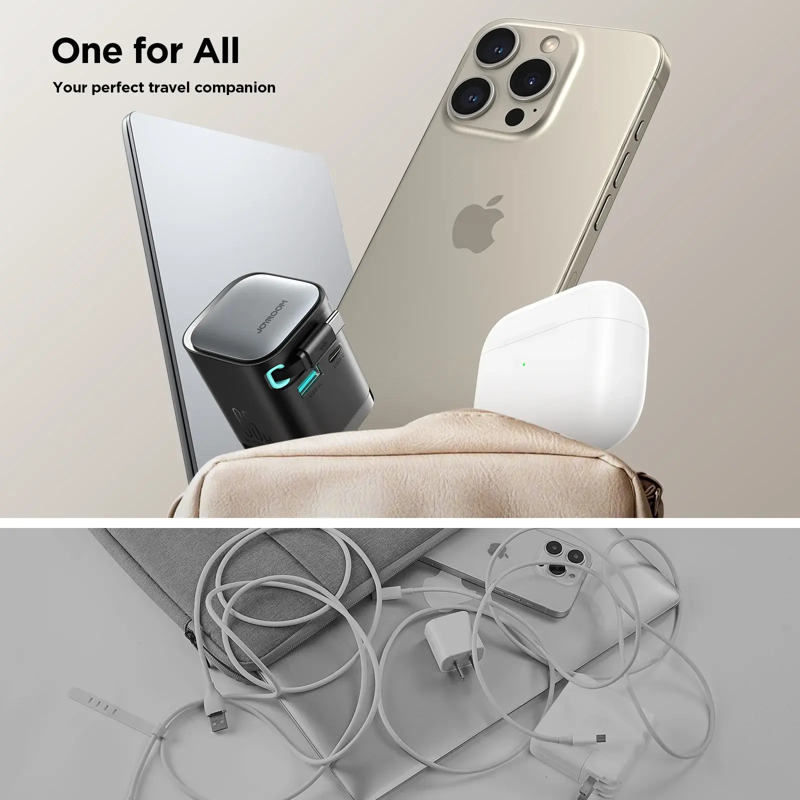 Picture of JOYROOM JR-TCL02 GaN 65W Fast Charger with Retractable Cable  - Black