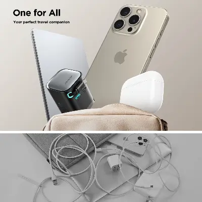 Picture of JOYROOM JR-TCL02 GaN 65W Fast Charger with Retractable Cable  - Black