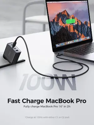 Picture of JOYROOM JR-TCG04 100W 3C1A Fast Charger with 100W Type-C to Type-C Cable 1.2m-Black