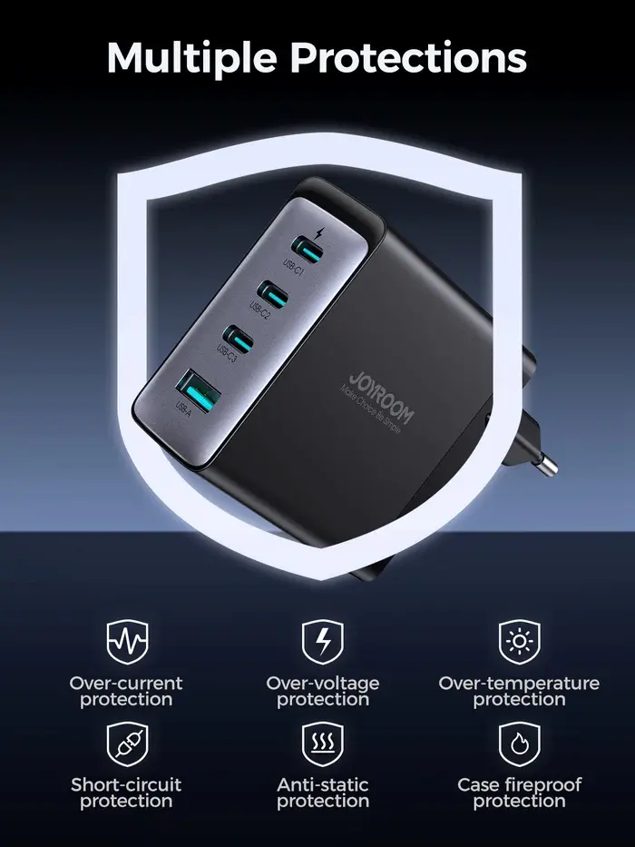 Picture of JOYROOM JR-TCG04 100W 3C1A Fast Charger with 100W Type-C to Type-C Cable 1.2m-Black